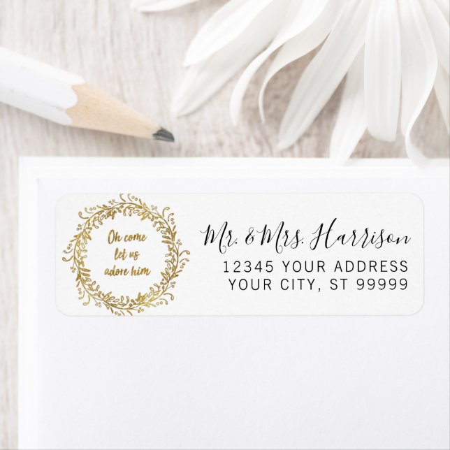 Christian Wandan Guld Glitter Returadress Etikett (Insitu)