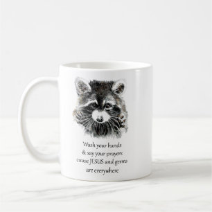 Christian Washroom Tvättar Händer Raccoon Animal Kaffemugg