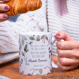 Christian Watercolor Fall Löv Mönster Scripture Kaffemugg