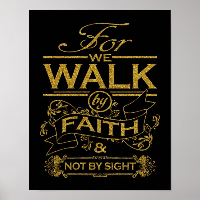Christian We Walk by Faith Bible Verse Quote Poster (Framsidan)