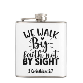 Christian "We Walk by Faith" Verse Hip Flask Fickplunta