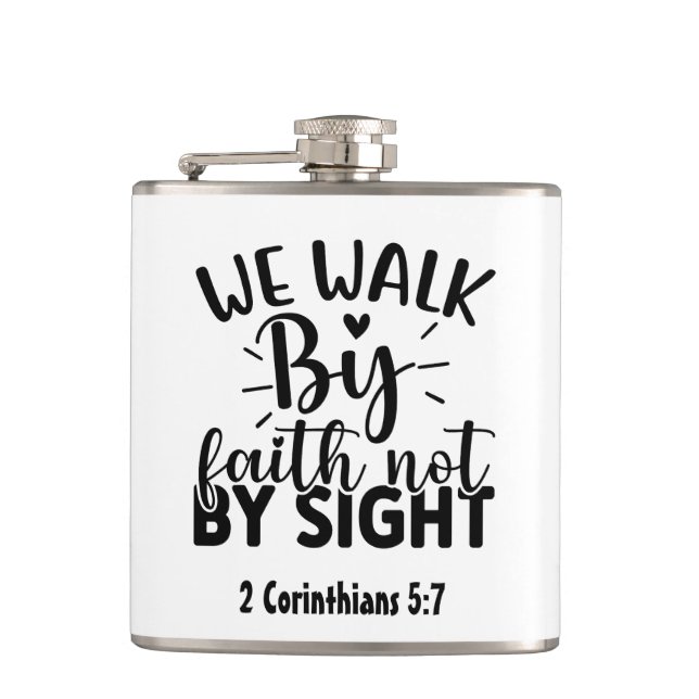 Christian "We Walk by Faith" Verse Hip Flask Fickplunta (Framsidan)