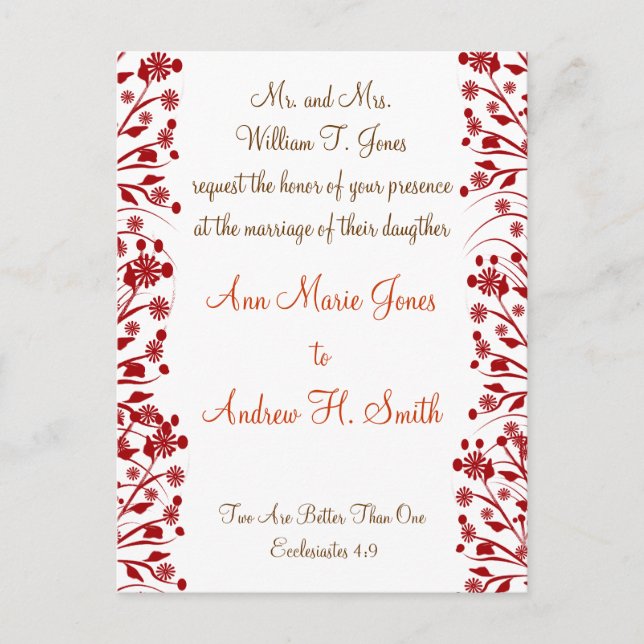 Christian Wedding bjudande Carmel och Blueberry Inbjudan Vykort (Framsida)