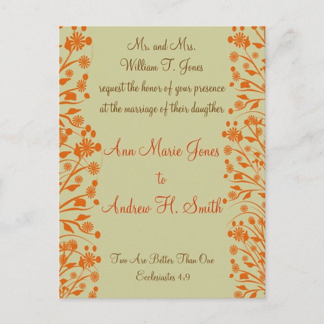 Christian Wedding bjudande Carmel och Blueberry Inbjudan Vykort (Framsida)