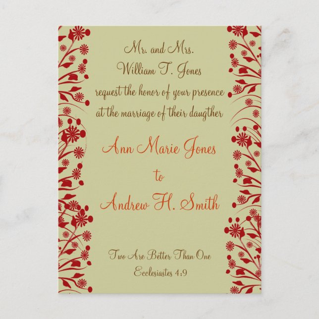 Christian Wedding bjudande Carmel och Blueberry Inbjudan Vykort (Framsida)