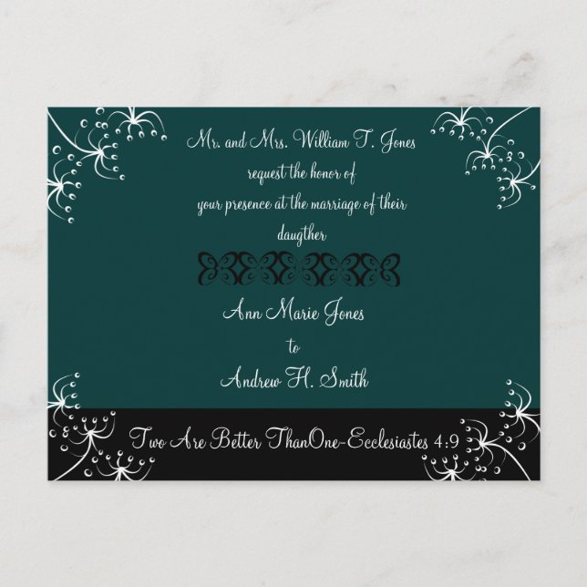Christian Wedding bjudande Deep Teal Inbjudan Vykort (Framsida)