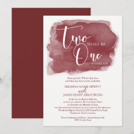 Christian Wedding bjudande - Watercolor Marsala Inbjudningar