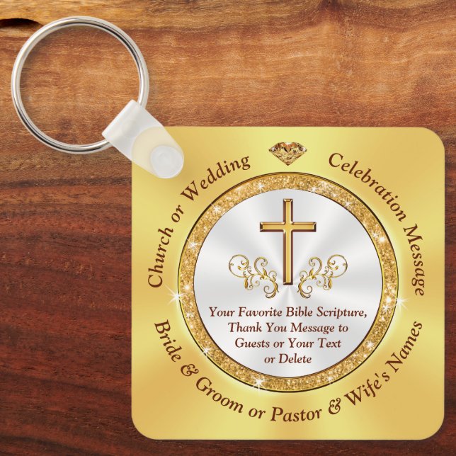 Christian Wedding Favors, Christian Keychains Nyckelring (Framsida)
