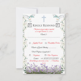 Christian Wedding RSVP Card with Cross OSA Kort