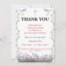 Christian Wedding Thank You Card with Cross Tack Kort