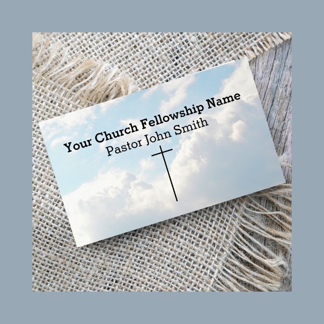 Christian White Fluffy Clouds Himmel Kor kyrka Visitkort (Christian White Fluffy Clouds Sky Cross Church Business Card)