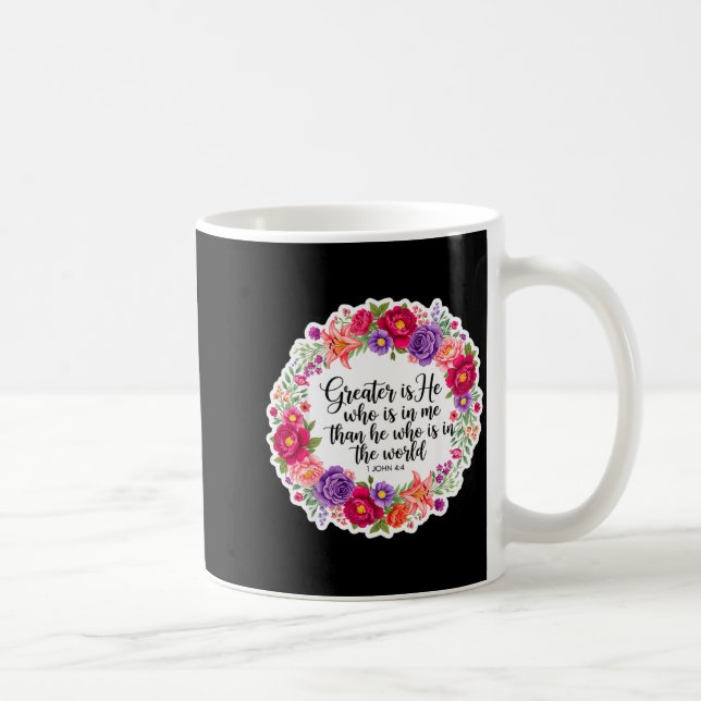 Christian Woman Bible Verse Jesus Greater Is He Wh Kaffemugg (Höger)