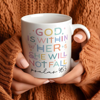 Christian Woman "Gud finns inom hennes" Psalms 46: Kaffemugg