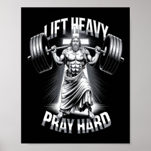 Christian Workout Hiss Heavy Pray Hard Gym Bodybui Poster