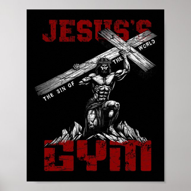 Christian Workout Tee Jesus Gym Bodybuilding der M Poster (Framsidan)