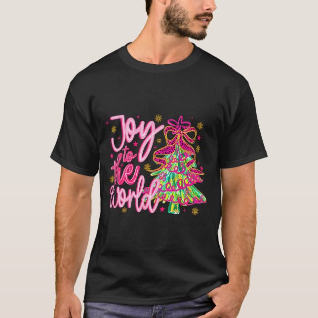 Christian Xmas Tree Holiday Christmas Joy To The W T Shirt (Framsida)
