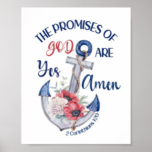 Christian Yes och Amen Bible 2 Corinthians 1:20 Poster
