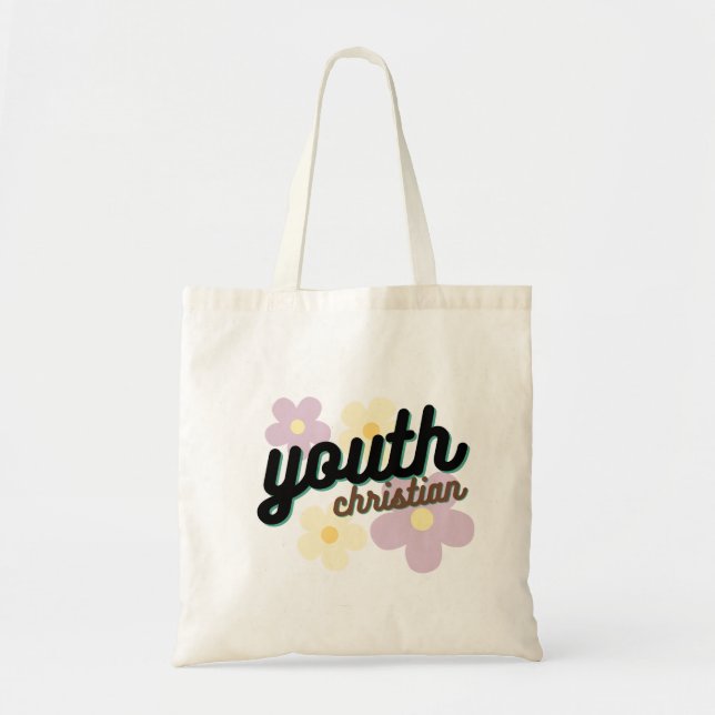 Christian Youth Flower Tote Bag Tygkasse (Framsidan)