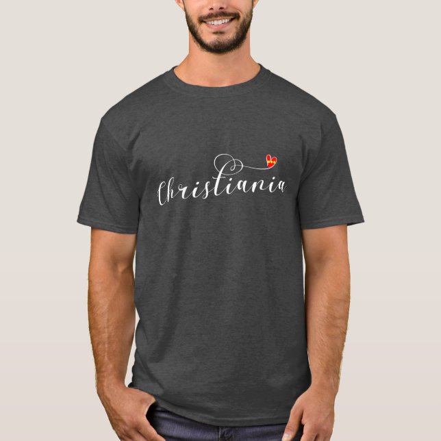 Christiania Flagga Heart, Fristaden Christiania T Shirt (Framsida)