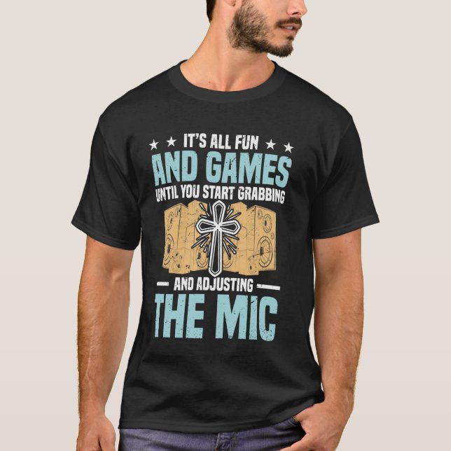 Christianity Audio Ingenjör Jesus Religikyrka Chur T Shirt (Framsida)