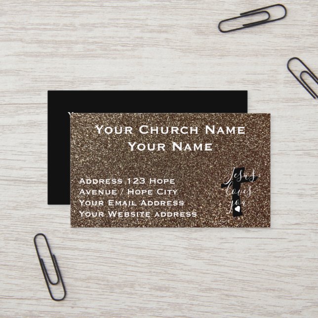 Christianity Religiösa Classy Guld Black Church Visitkort (Fram/Back In Situ)