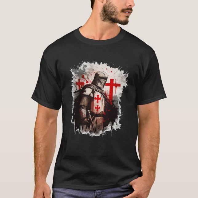 Christians Templar Knights Templar Cross T Shirt (Framsida)