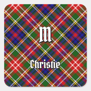 Christie-klanens tartan fyrkantigt klistermärke