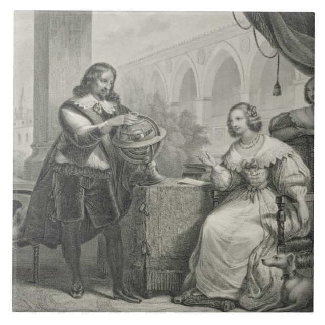 Christina (1626-89) drottning av sverige, från en kakelplatta (Framsidan)