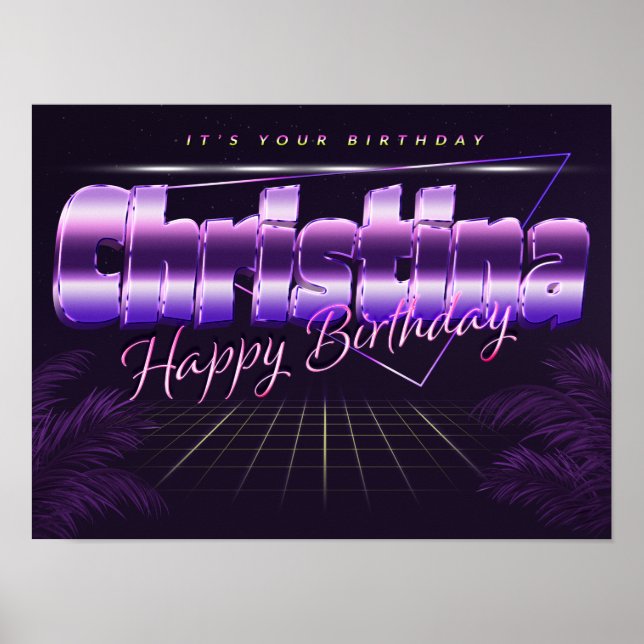Christina Name Vorname retro Poster Geburtstag (Framsidan)