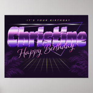 Christine Namn Vorname retro Poster Geburtstag