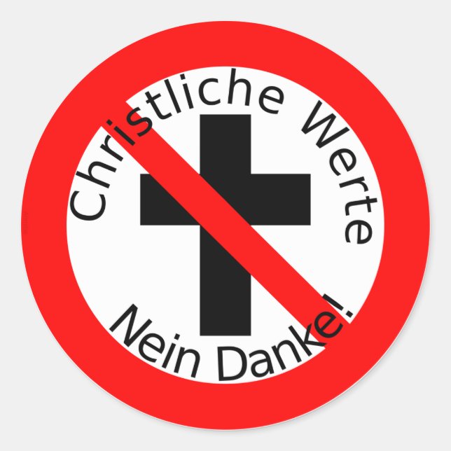 Christliche Werte — Nein Danke! Runt Klistermärke (Framsida)