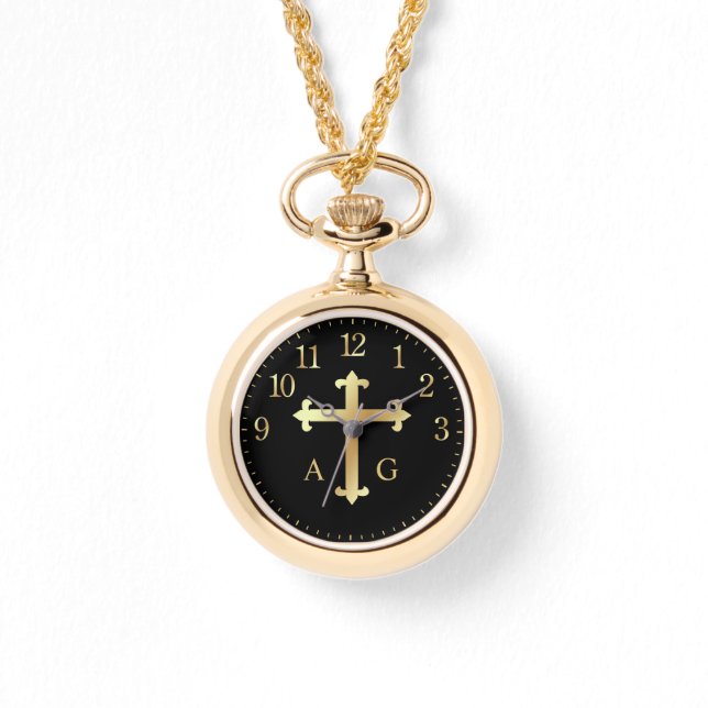Christliches Goldkreuz auf Mit Monogramm  Armbandsur (Framsida)