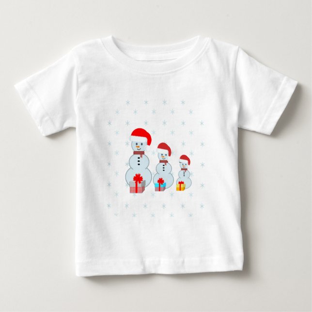 Christman snögubbars och snöflingor t shirt (Framsida)
