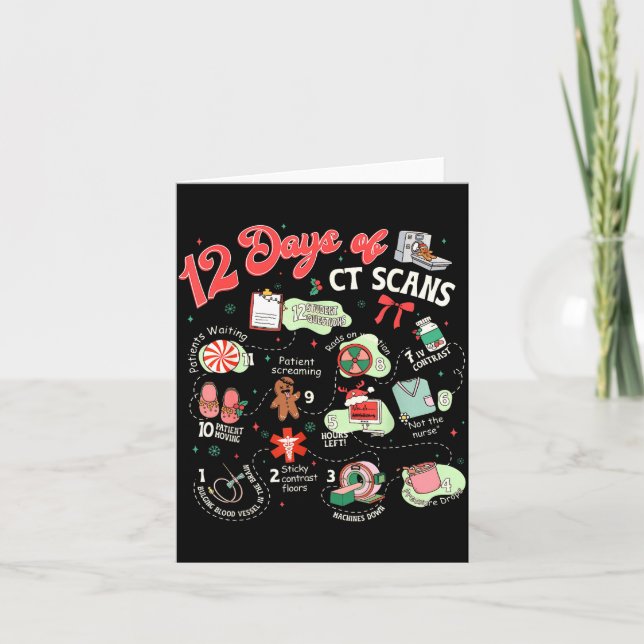 Christmas 12 Days Of Ct Technologist Cat Scan Radi Kort (Framsida)