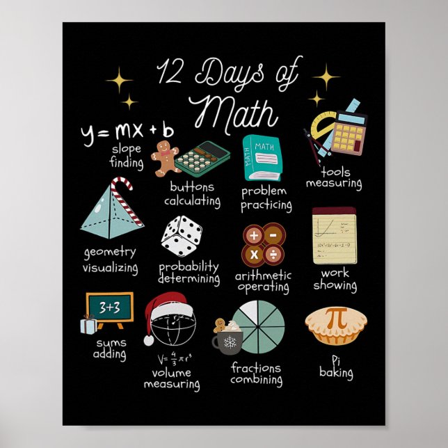 Christmas 12 Days Of Math Math Teacher Xmas Stem S Poster (Framsidan)
