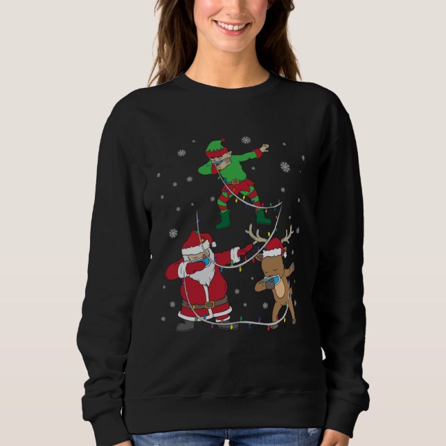 Christmas 2020 Dabbing Santa Elf Reindeer Face Mas T Shirt (Framsida)