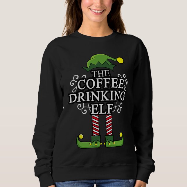 Christmas 2020 The Coffee Drinking Elf Merry Chris T Shirt (Framsida)