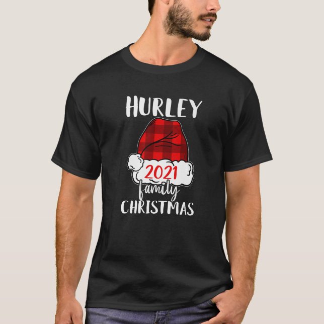 Christmas 2021 Hurley Matching Pajama Santa Hat T Shirt (Framsida)