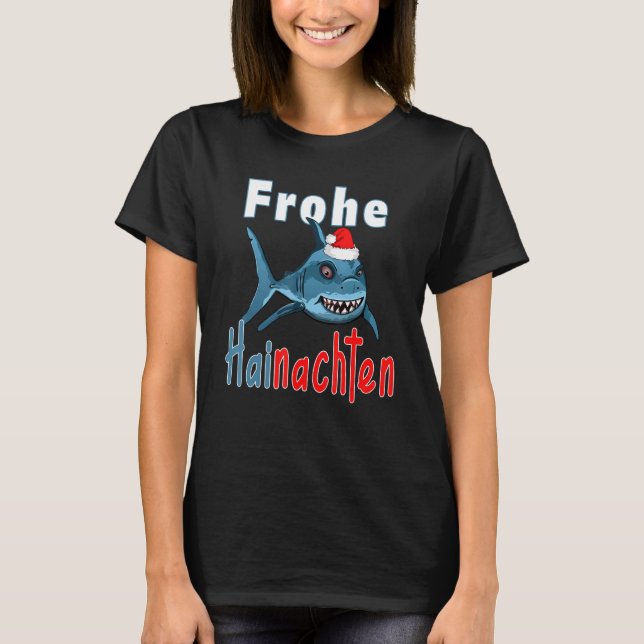 Christmas 2022 Merry Hainachten Santa Shark T Shirt (Framsida)