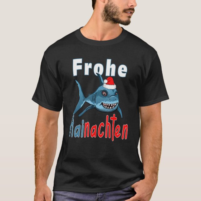 Christmas 2022 Merry Hainachten Santa Shark T Shirt (Framsida)