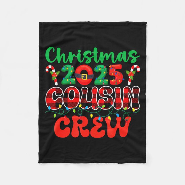 Christmas 2025 Cousin Crew Xmas Lights Family Reun Fleecefilt (Framsidan)