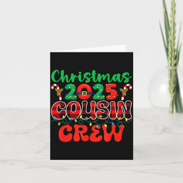 Christmas 2025 Cousin Crew Xmas Lights Family Reun Kort (Framsida)