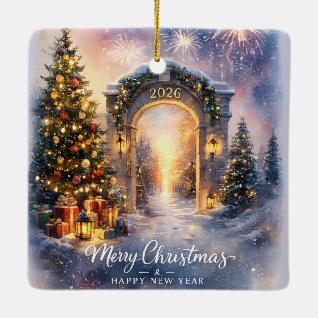 Christmas 2026 Holiday Winter Wonderland Archway Julgransprydnad Keramik (Baksida)