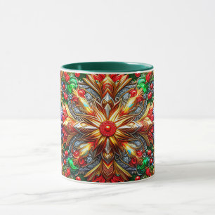 CHRISTMAS ~ 3D ~ Red, Grönt and Guld ~ Mugg