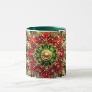 CHRISTMAS ~ 3D ~ Red, Grönt and Guld ~ Mugg