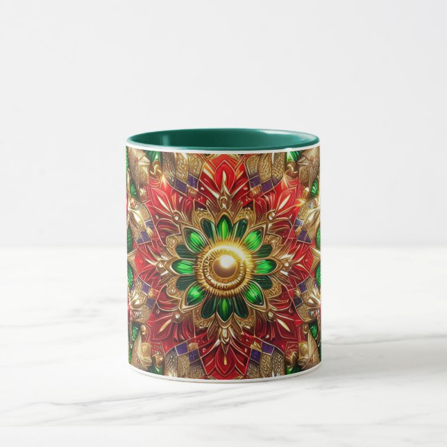 CHRISTMAS ~ 3D ~ Red, Grönt and Guld ~ Mugg (Center)