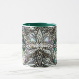 CHRISTMAS ~ 3D ~ White, Grönt and Silver~ Mugg