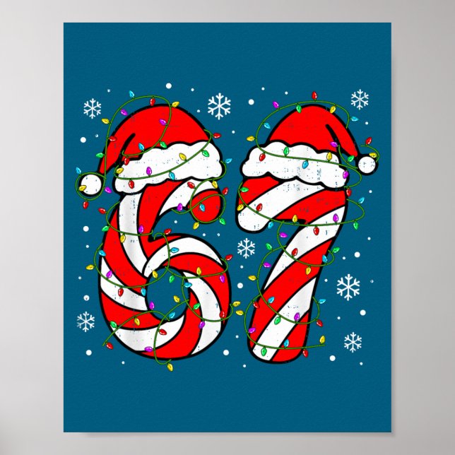 Christmas 67 Candy Cane Six Seven Meme Lights Sant Poster (Framsidan)