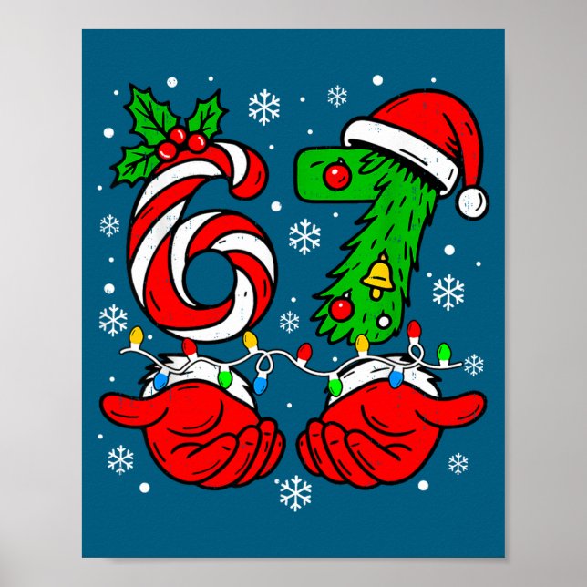 Christmas 67 Candy Cane Six Seven Meme Lights Sant Poster (Framsidan)