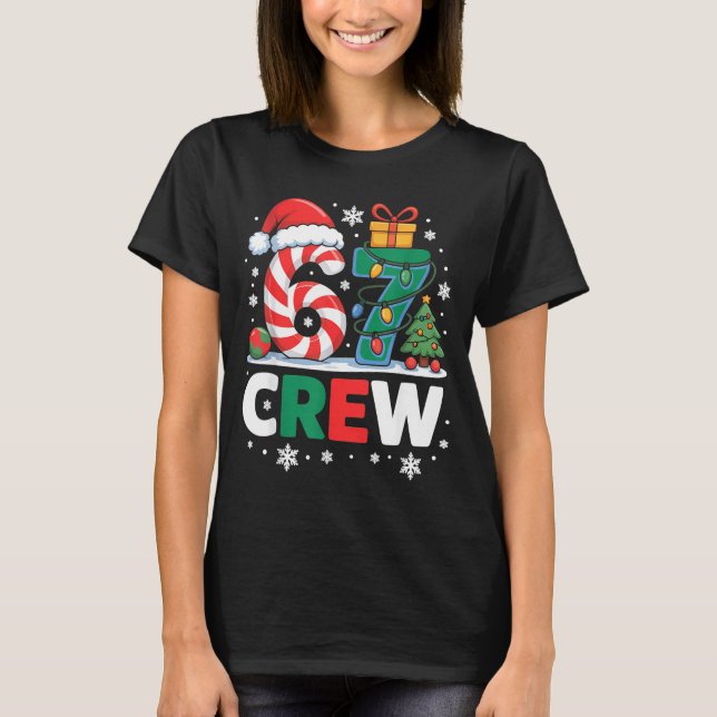 Christmas 67 Crew Brainrot Candy Cane Lights  T Shirt (Framsida)